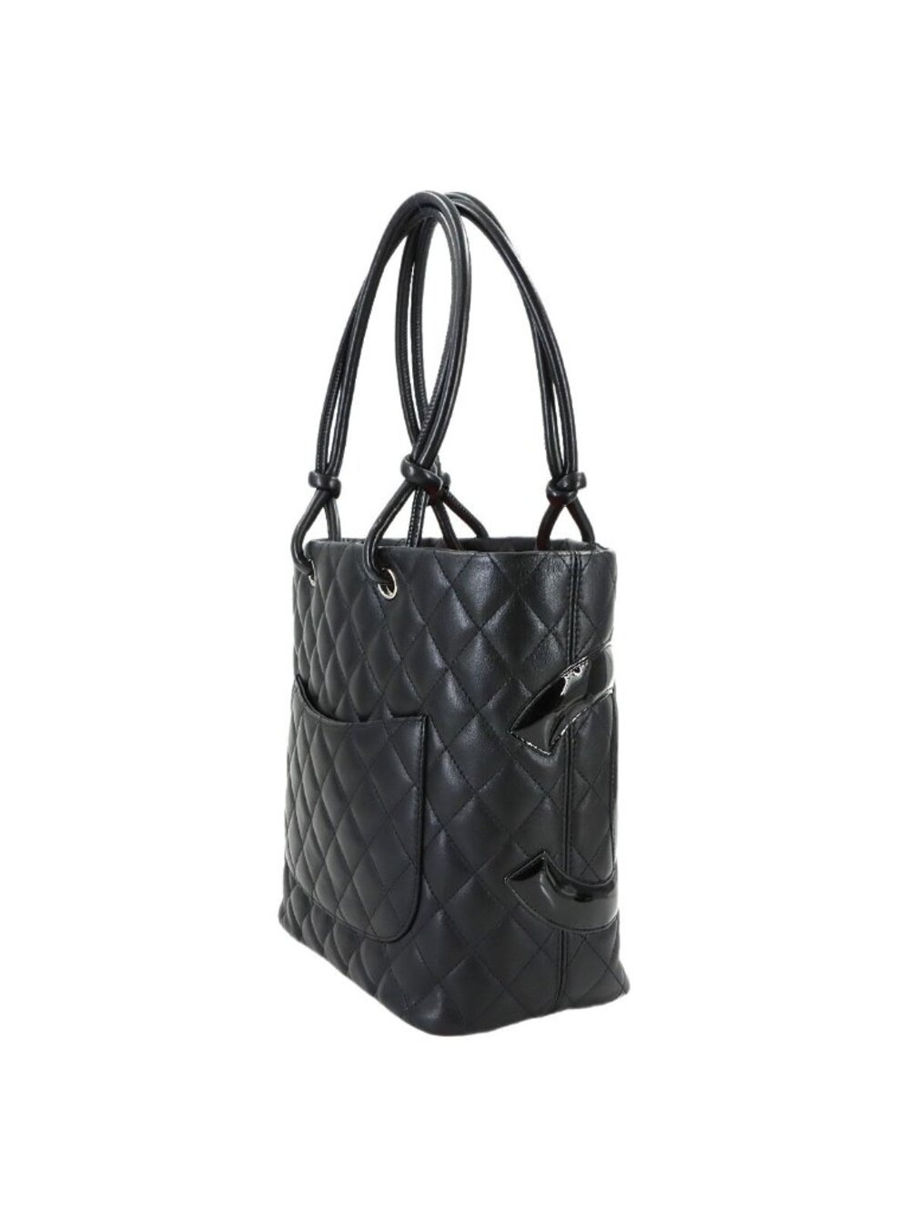 Chanel Cambon Line Tote Calfskin Enamel Black Silver - Picture 4 of 10